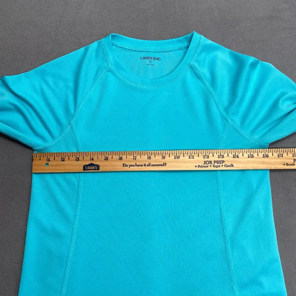 Lands End Swim Rash‎ Guard Kids XL Blue Thumb Holes Long Sleeve Pool Beach
